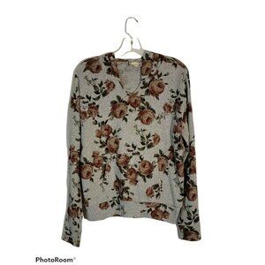 Skönhet Women's Gray Floral Print Pullover Hoodie